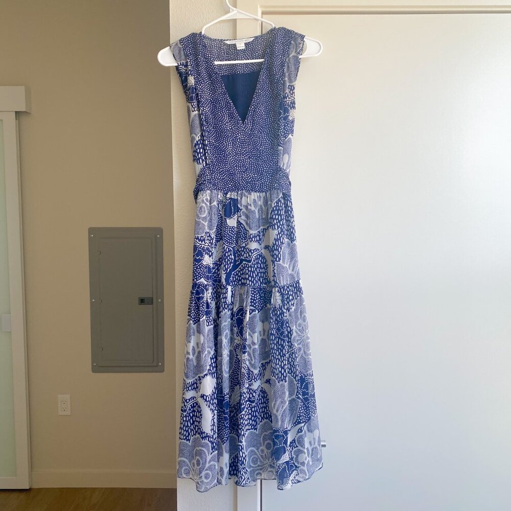 Diane von Furstenberg Silk Floral Tiered Dress Size 8 Milkmaid Whimsical Fairy